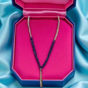 LaviguerDesigns Blue Swarovski Crystals Tassel Pendant Necklace